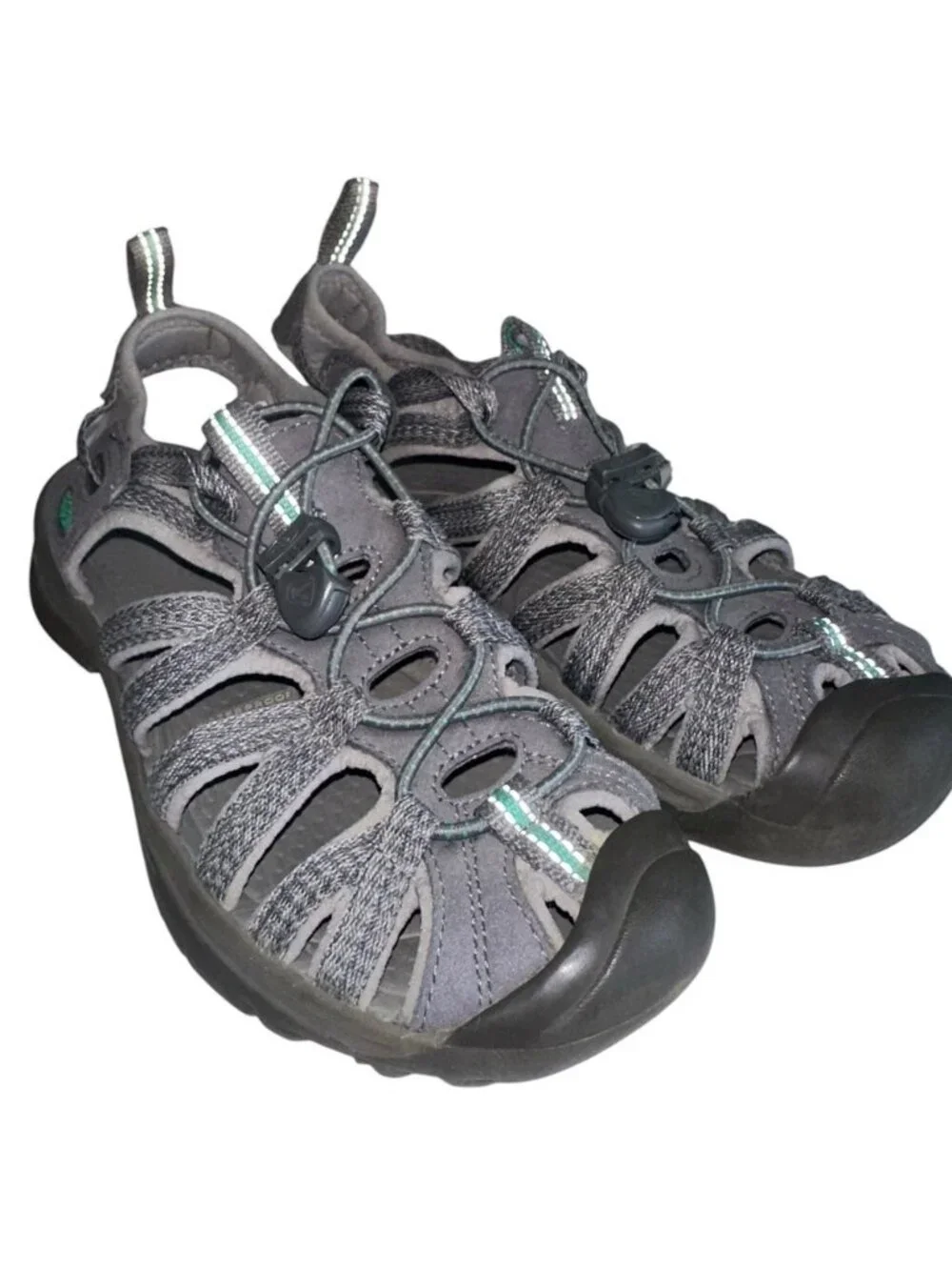 KEEN Women's Whisper Sandal Medium Grey Peacock Green Sz 6.5 Gorpcore Hiking
